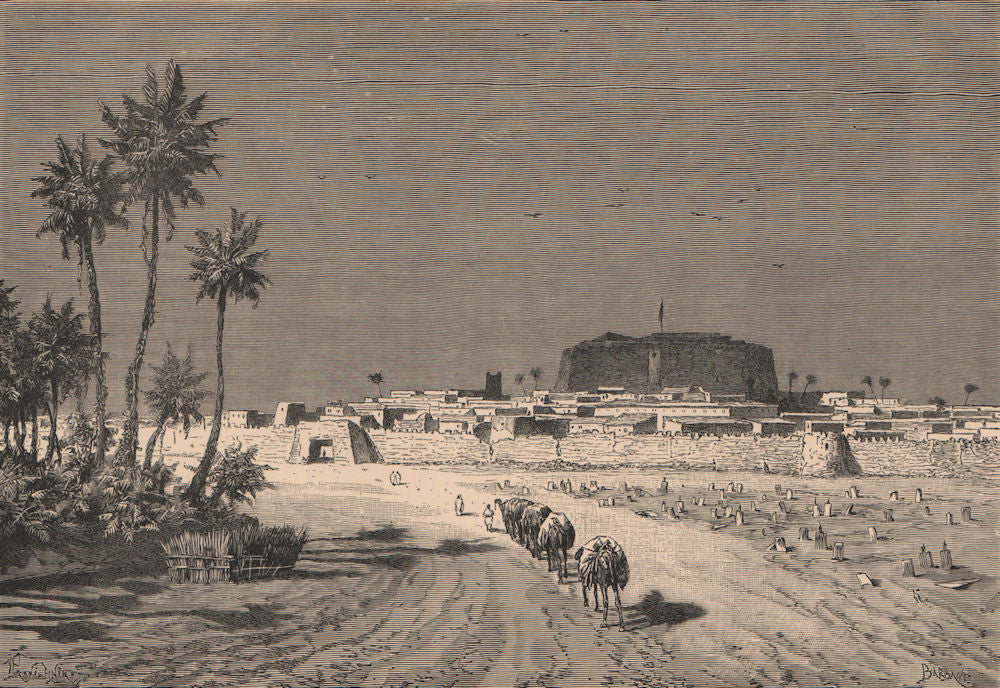 General view of Murzuq. Libya. Fezzan 1885 old antique vintage print picture